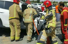 برخورد سواری با جرثقیل در آزادراه قم- تهران ۲ کشته داشت